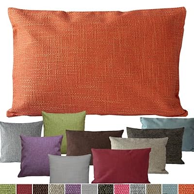 Quinnyshop Housse de coussin effet lin 40 x 40/50 x 50/40 x 60 cm Couleur au choix, Polyester, orange, 40 cm x 40 cm