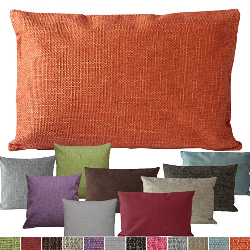hochwertige Kissenhülle in Leinen-Optik 40x40 50x50 40x60 cm mit Farbwahl (Rot, 40 x 60 cm)