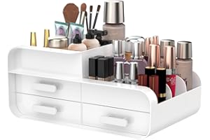 MOMTEND Makeup Organiser Desk Cosmetic Organisers Large Capacity Make Up Storage Box Skincare Organizer for Vanity, Beauty, Lipstick, Jewelry, Ideal Makeup Case for Dressing Table, Desktop, Bathroom, Bedroom