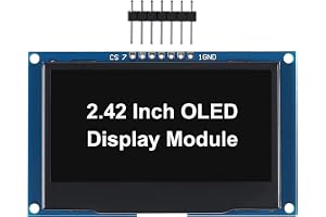 DWEII 2.4" 2.42 inch 128x64 OLED LCD Display Module SSD1309 7 Pin SPI/IIC I2C Serial Interface for Arduino UNO R3 DIY Electronic - White Light