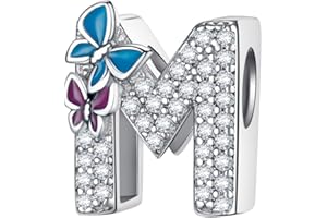 LNQOBU A-Z Abalorio Charms de Plata de Ley 925 con Letra Compatible con Pulsera Europeo Mujer Niña