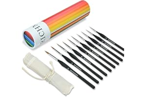 SSX Fine Detail Paint Brush Set with 10 Sizes with Triangular Handles for Fine Painting of Miniatures, Scale Models, Airplane Kits, Nail, Face, Micro Art and Figures