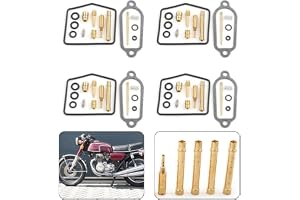 Direktpassad förgasarpackningsset för Honda CB350F Four | 4 kompletta uppsättningar, passar för Honda CB350F Four 1972-1974, mässing och gummikonstruktion, direkt ersättning