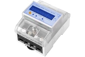 SUN3DRUCKER Stromzähler 3 Phasen Digitaler Drehstromzähler Hutschiene, 4P DIN LCD 50Hz 3x230V / 400V 80A, KWH Wattmeter Energiemessgerät, XTM024 Zwischenzähler Strom