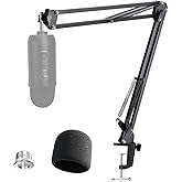 Blue Yeti Professional Adjustable Microphone Stand with Microphone Windshield Compatible with Pop Filter for Blue Yeti/Yeti P