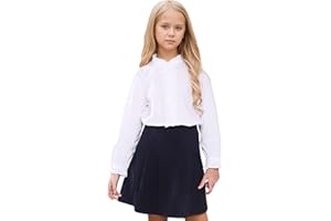 maoo garden Ragazze Manica Lunga Camicetta Ruffle Cotone Button Down Uniforme Camicie