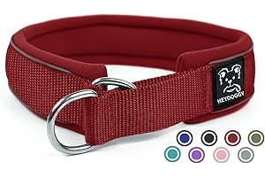 HEYDOGGY Weich Neopren Gepolstert Hundehalsband (4cm Breite) Reflektierend Hund Halsband mit Robust Nylon & Zugstopp, Bequem Zughalsband Dressurhalsband Kleine Mittlere Große Hunde Anti-Zug Walken L Wein