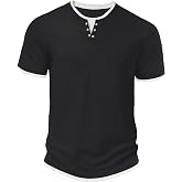 Hisir Men's Summer Short Sleeve Round Neck Casual Classic Color Block T-Shirt