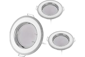 HCFEI Lot 3 spots led encastrable plafond diametre 55mm 3W 220V, Blanc Chaud 3000K avec Ampoules LED, Rond Plafonnier, Dimmable, Chrome