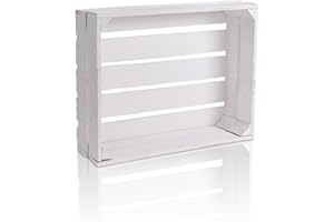 CHICCIE 3 Set Holzkiste im weißen Vintage Look - 50x40x15cm Weiß - Obstkiste Weinkiste