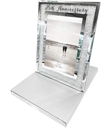Orologio Specchiato Per 25&deg; Anniversario Di Matrimonio - Argento, Vetro Riflettente, 17x23 Cm