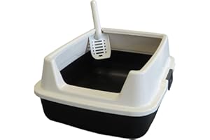 PETGARD Katzentoilette, offenes Katzenklo mit großem Rand ohne Deckel und Streuschaufel, leicht zu reinigen, 50x40x22 cm, Marcello