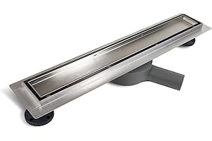 BALNEO Canal de Ducha, Canal de Desagüe 50cm Desagüe de Suelo de Acero Inoxidable, Sifón Giratorio, Juego Completo, Desagüe de Ducha por Ambos Lados con Panel o Bajo Placa, Desagüe 360 ​​2 en 1