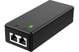 Adaptador Inyector PoE Gigabit YuanLey 30W, Convierte No-PoE a PoE Gigabit, Inyector Power Over Ethernet 48V IEEE 802.3af/at, Inyector PoE+ 10/100/1000Mbps Plug & Play, Distancias de hasta 100 Metros