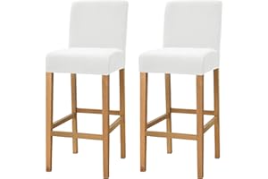 Dimatic Samt Plüsch Stuhl Abdeckung Theke Pub Bar Hocker Stuhl Slipcover für Esszimmer Cafe Barhocker Slipcover Möbelschutz Anti-Rutsch-Bezug mit elastischem Boden, 2er Set, Weiß