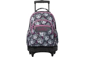 TOTTO - Mochila Escolar con Ruedas, Modelo Renglones, Capacidad 26,21 Litros, Bolsillo para PC 14", Bolsillo Botella, Correas en S para Mayor Comodidad, Resistente, Estampado Kitten Rose