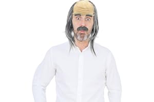 UILYNIU 3 Piezas Gris Juego de Pelucas de Abuelo Accesorios para Disfraces de Abuelo Peluca de Anciano Peluca Gris Calva Barba Peluca Calva Peluca Hombre para Halloween Carnaval Fiesta Cosplay (Gris)