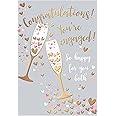 Words and Wishes Open Engagement Congratulations Card - Champagne Toast and Hearts with Gold Foil - Eco-Friendly - Made in the UK