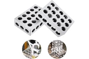 AXABING Juego de 2 bloques de precisión 1-2-3 - Herramientas de fresado endurecidas - 23 agujeros