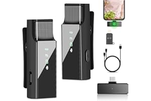 GEYUEYA HOME 2er Lavalier Mikrofon iPhone/Android/iPad, Plug-Play Lavalier Mikrofon Wireless Ansteckmikrofon Kabellos Mini Mikrofon Handy Microphone mit Rauschunterdrückung, für Podcast, Streaming, YouTube, Vlog