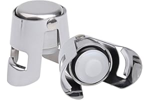 kuou 2 Pieces Champagne Stopper, Stainless Steel Vacuum Sealed Wine Sparkling Bottle Closure Sealer Silver