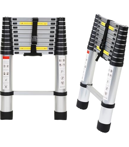 Scala Telescopica Pieghevole In Metallo Con Accessori - Scala