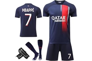 BONHHC Enfant Garçon Football Maillot,Enfants Maillot de Football,Football Jersey Enfant, Bleu Marine Ensemble de Foot Enfant Jeunesse avec Chaussette Genouillères et Porteclés