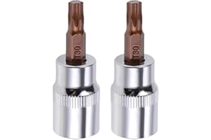 Juttzzei 2PCS Torx Bit Socket, 3/8" Drive x T30, Premium S2 Alloy Steel, 48mm Length for Ratchet Wrench, Slide Bar, Extension Rod