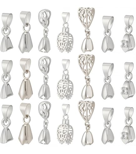 SUNNYCLUE Lot De 9 Fermoirs Pendentif 925 Argent Sterling – 3 Styles, Connecteurs Bélières, Bijoux DIY