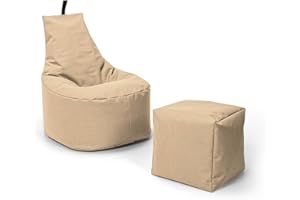 Nadimaideal Sitzsack XL - XXL für Kinder, Teenager & Erwachsene | Indoor & Outdoor | bereits gefüllt | Sitzsack Gaming | Füllung EPS Perlen (Beige, XXL - Durchmesser 80 cm für Erwachsene)