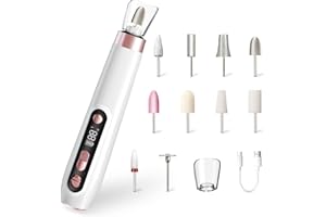ENGERWALL Fresa elettrica per Unghie con 7 Testine Lucidanti e 56 Nastri Abrasivi per Manicure e Pedicure per Accorciare, Limare, Modellare e Curare Unghie e Cuticole, 35,000 giri/min, Blu Rosa