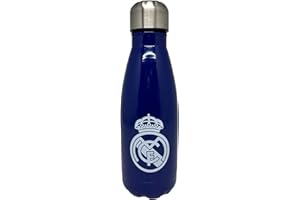 CYPBRANDS Real Madrid- Botella de Agua de Acero, Bidón, Cantimplora, Cierre Hermético, 550 ml, Color Azul, Producto Oficial