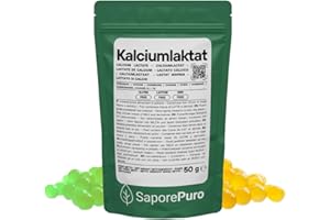 Saporepuro Calcium Lactate 50g - Ideal for Spherification in Molecular Cooking
