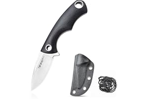 Nóż TONIFE Squirrel Full Tang Neck Knife o stałym ostrzu 4,3 cm i długości 11,9 cm z kydexową pochwą i łańcuszkiem kulkowym do polowania, biwakowania i przetrwania (Czarny)