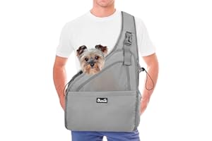 Nasjac Pet Dog Sling Carrier, Hands Free Papoose Small Animal Puppy Travel Bag Tote Cinturino imbottito regolabile Rete traspirante Fondo rigido Apertura Tasca frontale Cintura di sicurezza Lavabile