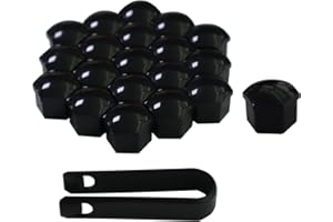 Leucasa 21 Pièces Cache Ecrou 17mm Capuchon d'Écrou de Roue Cache Vis Noir pour Couvre-écrous de Roue, Accessoires Extérieurs Automobiles, Ne s'applique Pas au Q7