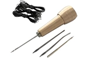 CO-LINK Rame con punteruolo 4 aghi da cucito a Stitcher'Shoe Repair ToRame con punteruolo 4 aghi da cucito a Stitcher Shoe Repair Tool Kit con 9m filo di nylon per riparazioni fai da te, in pelle, da donna, in tela（oro+ Nero)