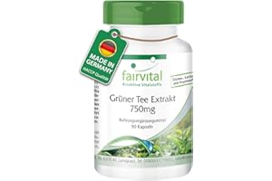 ‎FAIRVITAL Fairvital | Grüntee Extrakt - 90 Kapseln - 1500mg Grüntee Extrakt pro Tagesdosis - 50% Polyphenole, 30% Catechine, 15% EGCG, 7% Koffein - HOCHDOSIERT - VEGAN - Camellia Sinensis