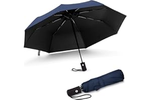 JIGUOOR Parapluie de voyage anti-UV coupe-vent, Parasol compact protégé contre les UV Anti-UV Sun Parapluies pliables à ouverture/fermeture automatique pour femmes/hommes, garantie à vie