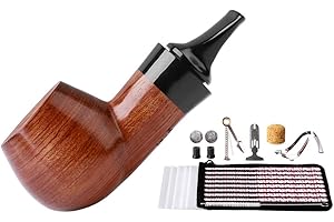 MUXIANG - Pipa per tabacco in legno a forma di mela, liscia, realizzata a mano, con stelo corto in acrilico, filtro per fumare con un set di pulizia bonus