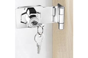 Litensh Lucchetto a serratura, chiusura a chiave con diverse chiavi, cassetto armadietto Serratura, Lucchetto Hasp, Chiusure Hasp, chiavistello, serratura per porte (Silver Right Angle 4 Inch)