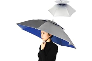 Irfora Chapeau parapluie double couche pliable pour homme et femme avec bandeau réglable pour la pêche, le camping, la randonnée