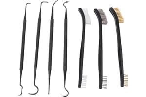 UKCOCO 7 Stück Drahtbürsten Reinigung Pick Pistole Reinigungs Pinsel Set Kunststoffgriffe Kleine Reinigung Bürsten Double Ended Stahldraht Messing Nylon Pinsel Reinigung Pick