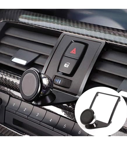 Support Téléphone Voiture Grille Aération BMW Série 1 2 3 4 (2013-2019) – Fixation Stable, Rotation 360°, Rouge Aluminium