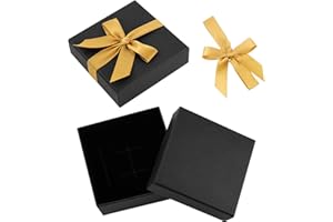 BANTI Pudełko na prezent, pudełko na biżuterię, czarne, pudełko prezentowe z pokrywką, matowe, pudełko na biżuterię, małe pudełko z aksamitem, na pierścionek, naszyjnik, prezent, 2 sztuki