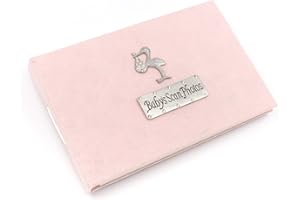 Metal Planet Ltd Baby's Scan soft pink photo album with a stork design