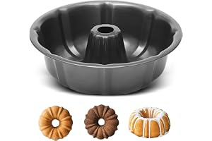 ARVINKEY Fluted Ring Cake Tin, Nonstick & Leakproof Carbon Steel Round Cake Pan Tray, 24cm/9.45in Baking Moulding Tin for Baking Cake Bread, Black