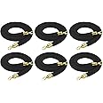 PATIKIL 5 Feet Black Velvet Stanchion Rope, 6 Pack Crowd Control Barrier Rope with Snap Hooks for Posts Stands Queue Divider of Hotel Theater, Golden