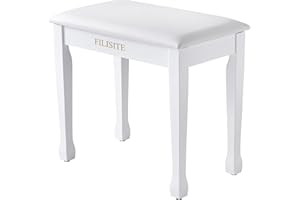 FILISITE Piano Bench with Waterproof Padded Cushion, Makeup Stools for Vanity, Bench for Living Room/Bedroom (White)