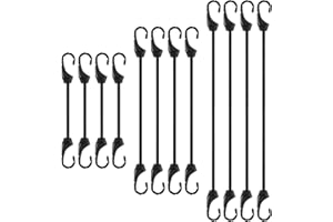 DEARBAG 12 Pezzi Corde Elastiche con Ganci, Tenditore Multiuso per Teloni, Cinghie di Rinforzo per Carichi di Biciclette, Corde di Tensione per Teloni di Copertura per Piscina per Campeggio, Escursionismo